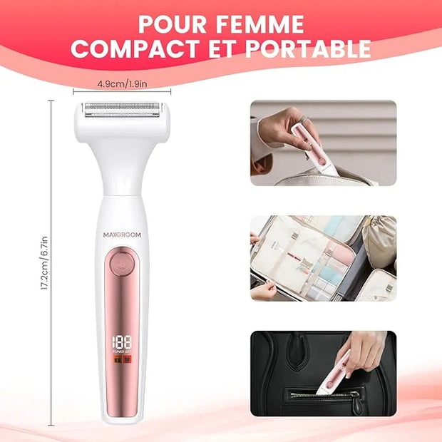 Bikini Trimmer for Women, All-in-ONE Waterproof Lady's Electric Razor Shaver and Facial Hair Removal, Rechargeable Body Ha...