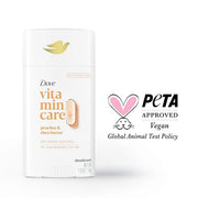 Dove VitaminCare+ Aluminum Free Deodorant Stick for 72H Odor Protection Peaches & Shea Butter Breathable Deodorant for Wom...