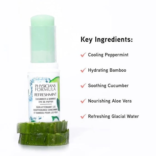 Physicians Formula RefreshMint Cucumber & Bamboo Eye De-Puffer Stick | Under Eye Cream for Dark Circles and Puffiness | De...