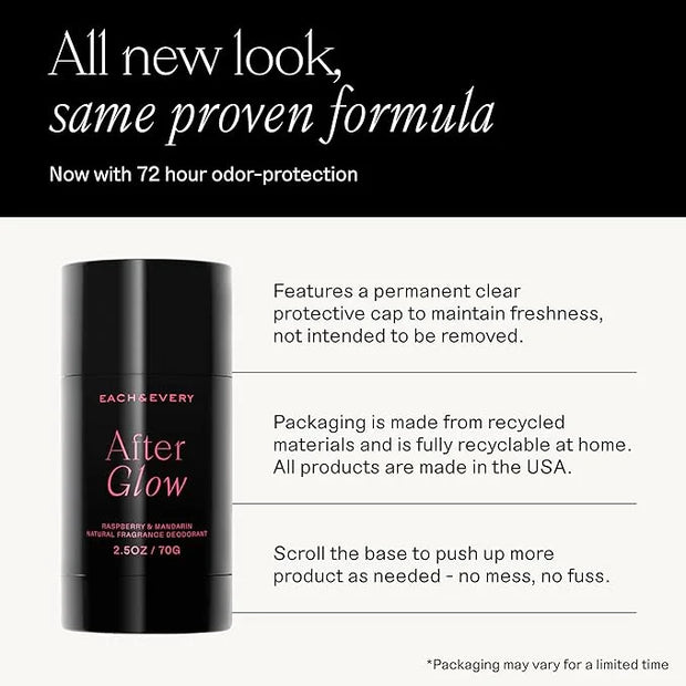 Each & Every Aluminum Free Deodorant for Women & Men, Raspberry & Mandarin - All Natural Deodorant for Sensitive Skin, EWG...