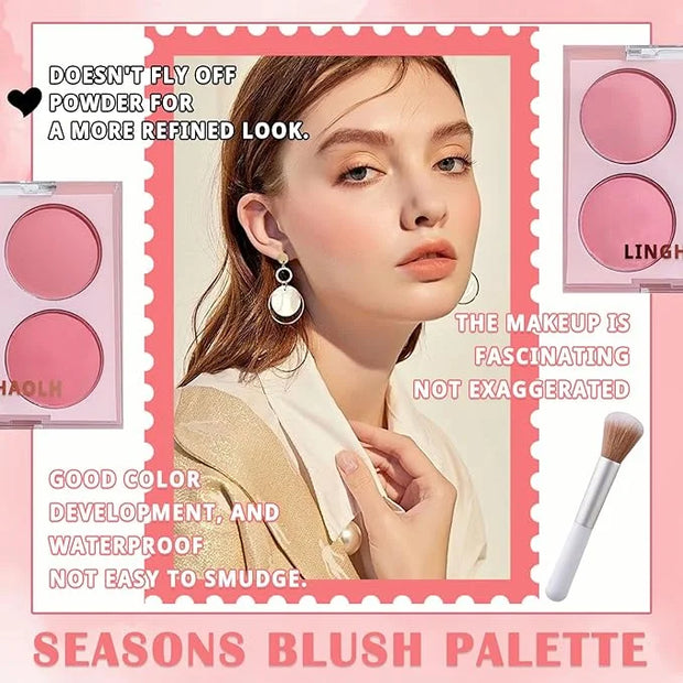 4 Colors Blush Palette for Cheeks,Face Matte Contour Blush Makeup Palette,Buildable Shimmer Facial Cheek Blusher Shades,Bl...
