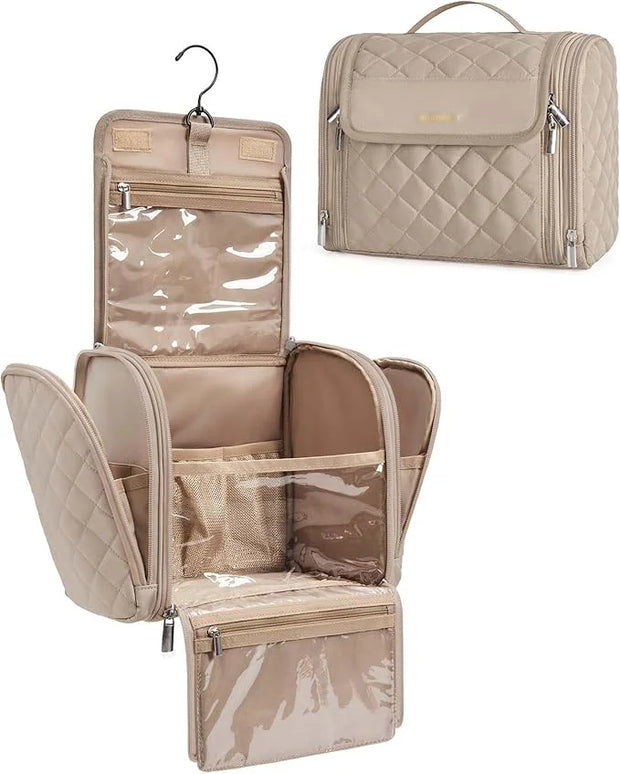 BAGSMART Makeup Bag for Women with Hanging Hook, Large Portable Capacity Water-resistant Organizer Travel Case for Toiletr...