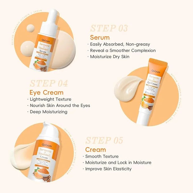 Skin Care Set, Turmeric Vitamin C Skincare 5PCS - Beauty Skin Care for Teens, Facial Skin Care Routine Set Kit, Improve Da...