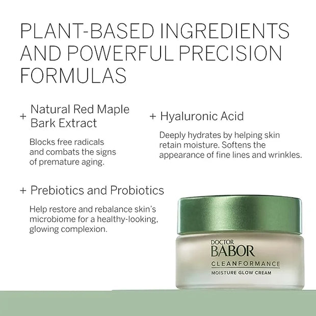 BABOR CLEANFORMANCE Moisture Glow Cream, Travel Daily Moisturizer with Light-Reflecting Pigments, Instant Glow and Hydrati...