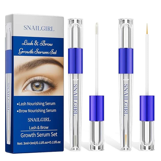 Lash & Brow Growth Serum Kit - Visible Growth in 4 Weeks, 3-Month Supply, Natural Plant Extracts for Longer Eyelashes & Fu...