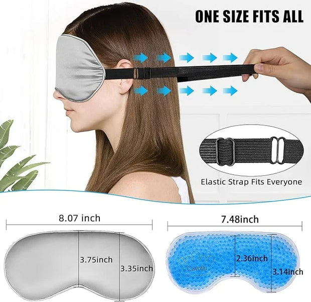Sleep Mask w/ Cooling Gel Eye Mask, Silk Eye Mask for Sleeping, Hot & Cold Eye Masks, Blindfold Eye Cover Sleeping Mask fo...
