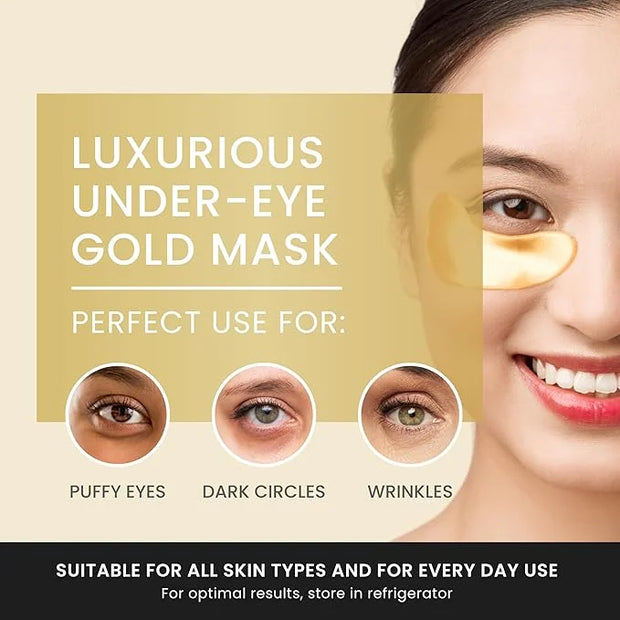 16 Pairs Gold Under Eye Patches with 2 pieces of Lip Mask | Under Eye Mask Dark Circles and Puffiness | Wrinkles Patches w...