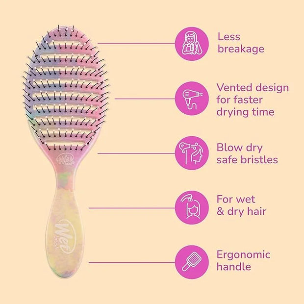 Wet Brush Speed Dry Hair Brush - Stripes (Color Wash) - Vented Design and Ultra Soft HeatFlex Bristles Are Blow Dry Safe W...