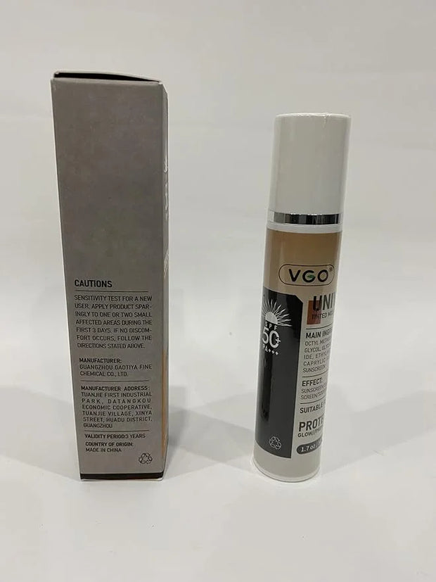 VGO Tinted Sunscreen with SPF 50, Hydrating Face Sunscreen Moisturizer Foundation Universal Face Sun Cream Makeup Against ...
