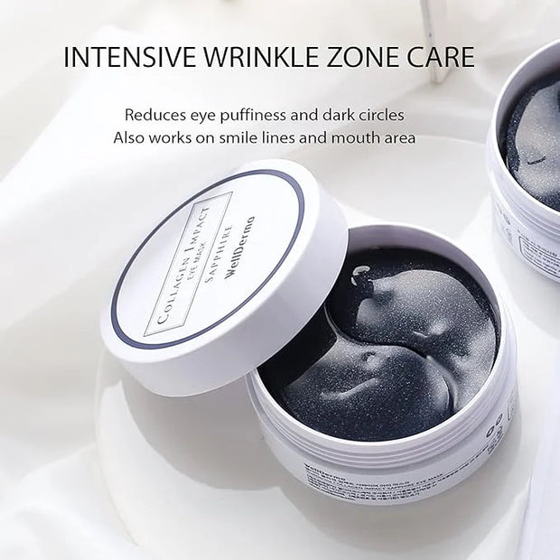 WELLDERMA Collagen Impact Sapphire Eye Mask 60 Sheets - NOURISHing ENRICHed Moisturizing Hydrogel Eye Patches Wrinkles Col...