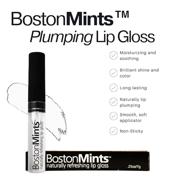 Healthy, Naturally Lip Plumping Clear LipGloss, Southie Pout (.25oz) - Vegan, Plant-Based ingredients. Cooling Mint Enhanc...