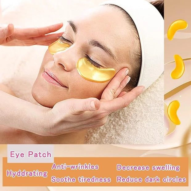 40 Pairs Eye Mask & Lip Mask, Moisturizing Lip Masks, 24K Gold Gel Crystal Collagen Under Eye Patches for Dark Circles, Wr...