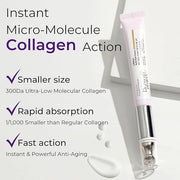 Collagen Lifting Eye Cream with Vibrating Massage Head for Wrinkles, Fine Lines, and Puffy Eye Bags-Under Eye Cream for Da...