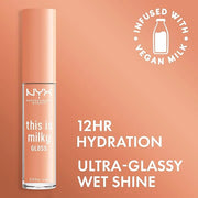 NYX PROFESSIONAL MAKEUP This Is Milky Gloss, Vegan Lip Gloss, 12 Hour Hydration - Milk & Hunny (Sheer Light Honey) - Produ...