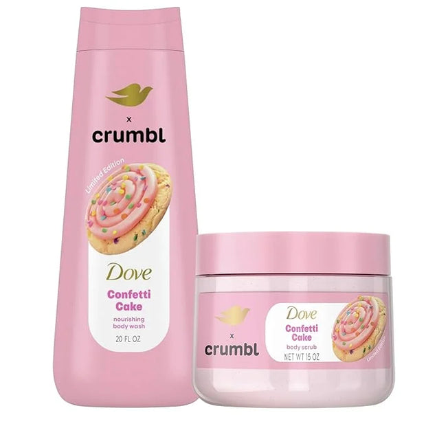 Dove Moisturizing Body Wash & Scrub | Confetti Cake Scent | 20oz Wash + 15oz Scrub | Limited Edition - Product Image