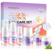 Collagen Retinol Skin Care Set, 6 In 1 Skincare Gift Set with Facial Cleanser, Toner, Serum, Cream, Eye Cream & Lip Mask, ...