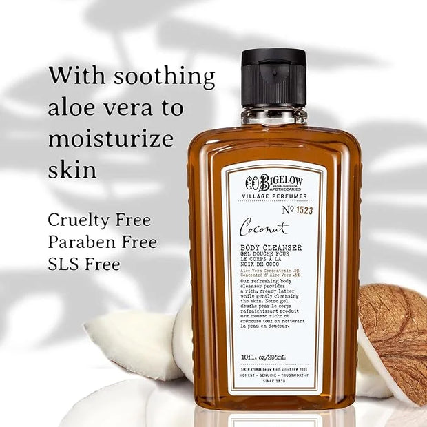 C.O. Bigelow Coconut Body Cleanser, Village Perfumer Moisturizing Gentle Body Wash for Men & Women with Aloe Vera, Sodium ...