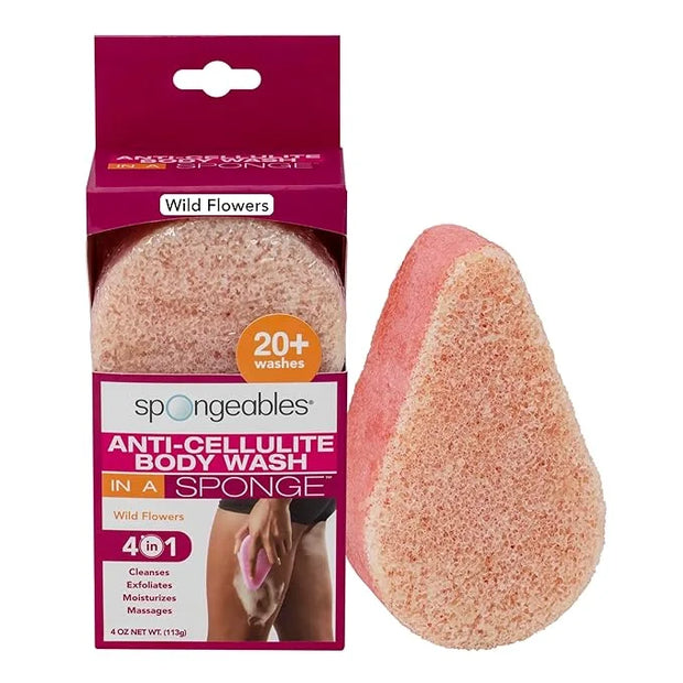 Spongeables Anti Cellulite Body Wash in a 20+ Wash Sponge, Wild Flower, 1 Count - Product Image