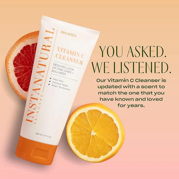 InstaNatural Vitamin C Cleanser Face Wash, Brightens and Reduces Signs of Aging, Fine Lines and Uneven Texture, with Cocon...