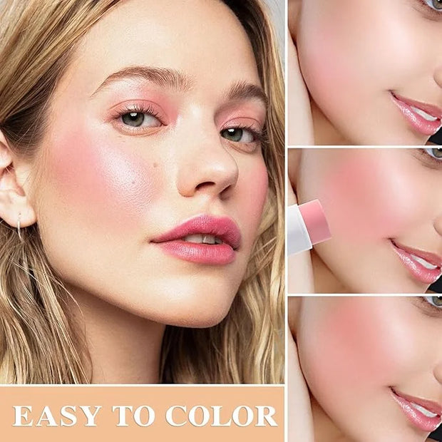 Cream Blush Stick with Brush and Makeup Sponge,Waterproof Multi Cream Makeup Stick,Lightweight,Long-lasting,2 in 1 Multi B...