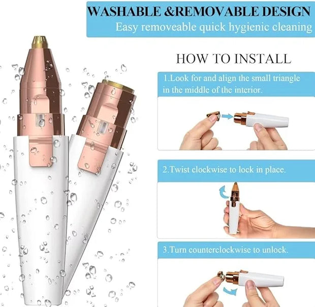 Eyebrow Razor,Facial Hair Removal for Women, (USB Rechargeable), 2 in 1 Eyebrow Trimmer and 100% Painless Hair Remover wit...