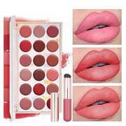 Lip Gloss Palette, 18 Colors Dard Red Pink Nude Brown Lip Makeup Pallet Kit, Pro Women Lip Color Palette with Soft Silicon...