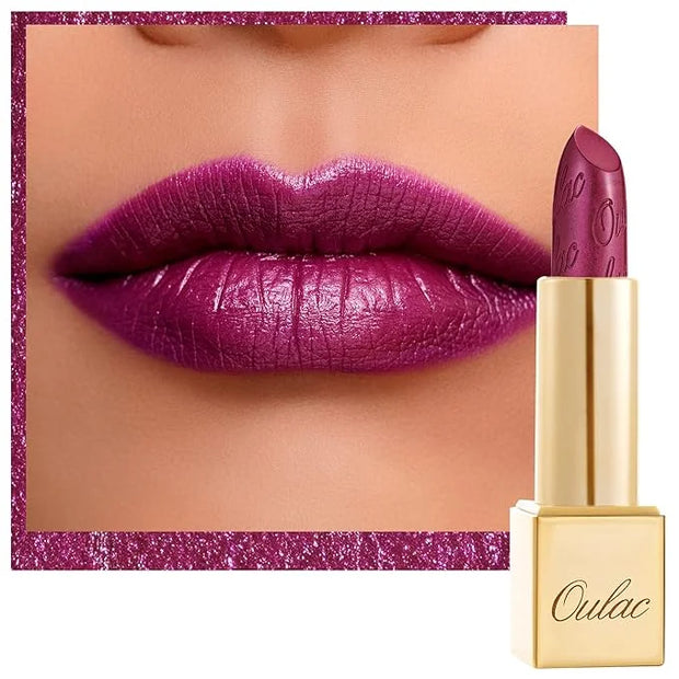 Oulac Purple Lipstick for Women with Metallic 3D Shine Lightweight Hydrating Formula, High Impact Lip Color, Vegan Beauty,...