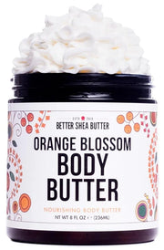 Deep Hydration ORANGE BLOSSOM Body Butter for Dry Skin | Natural Body Lotion for Women with Raw Shea Butter | No Synthetic...