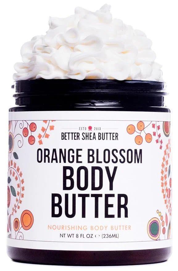 Deep Hydration ORANGE BLOSSOM Body Butter for Dry Skin | Natural Body Lotion for Women with Raw Shea Butter | No Synthetic...