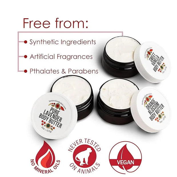 Travel Size Body Butter Set w/Orange Blossom, Lavender & Sweet Vanilla Body Creams - TSA Approved Travel Size Products, Mi...