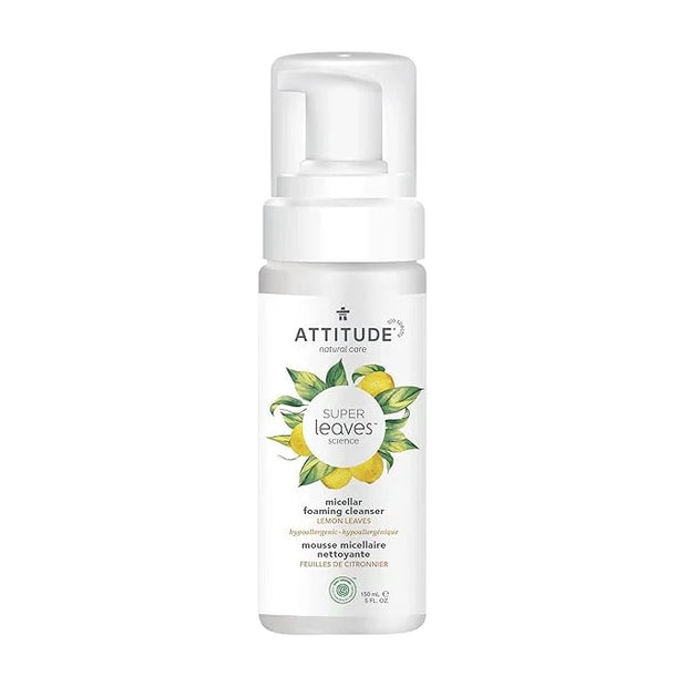 ATTITUDE Micellar Foaming Facial Cleanser, EWG Verified, Dermatologically Tested, Plant and Mineral-Based, Vegan, Lemon Le...