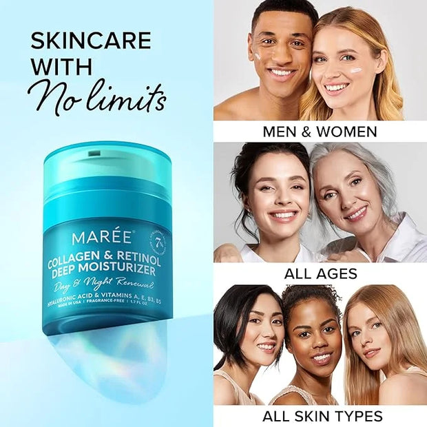 MAREE Face Moisturizer Retinol Cream for Face - Wrinkle Cream for Women - Facial Moisturizer with Collagen - Crema Hidrata...