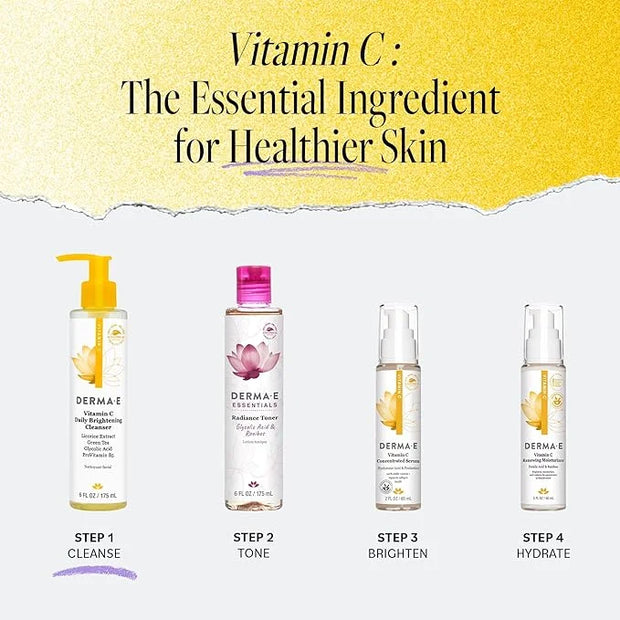 Derma E Vitamin C Cleanser - Daily Brightening & Hydrating Face Wash to Even Out Skin Tone – Moisturizing Face Cleanser fo...
