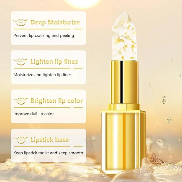 Transferproof Color Changing Lipstick, Gold Crystal Ph Lipstick Color Changing Lipsticks for Women Girls, Temperature Chan...