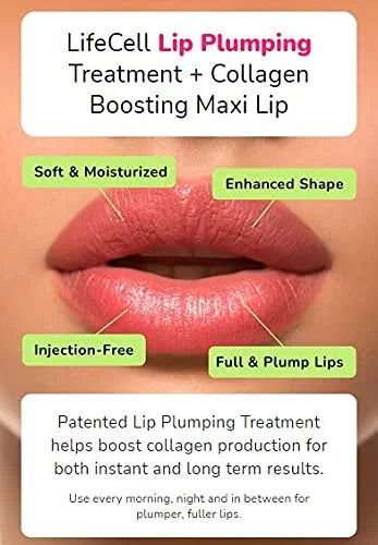 LifeCell Lip Plumping Treatment – Glossy Balm with MaxiLip Peptides for Fuller, Smoother Lips – Hydrating, Non-Irritating,...