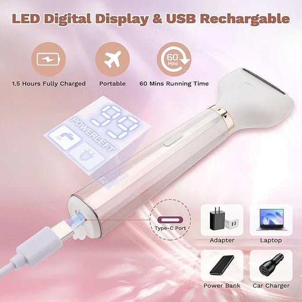 Electric Razors for Women, 5 in 1 Bikini Trimmer for Women, Wet/Dry Electric Shaver, Painless Womens Razor Shavers, Facial...