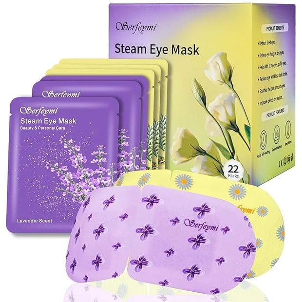 Serfeymi 22 Packs Steam Eye Masks Self Heating Warm Eye Mask, Disposable Eye SPA Heated Eye Mask for Sleeping,Relief Eye F...