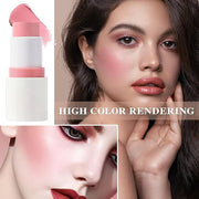 Cream Blush Stick with Brush and Makeup Sponge,Waterproof Multi Cream Makeup Stick,Lightweight,Long-lasting,2 in 1 Multi B...