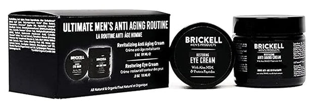 Brickell Men's Ultimate Anti-Aging Routine, Anti-Wrinkle, Night Face Cream and Eye Cream to Reduce Puffiness, Wrinkles, Da...