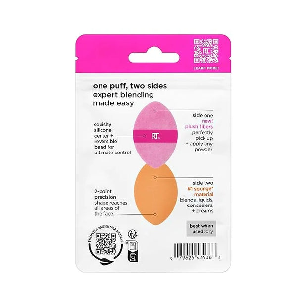 Real Techniques Miracle 2-In-1 Powder Puff, Dual-Sided, Full-Size Makeup Blending Puff, Reversible Elastic Band, Precision...