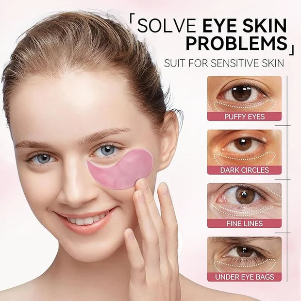 BREYLEE Pink Rose Eye Mask– 60 Pcs - Puffy Eyes and Dark Circles Treatments – Look Younger and Reduce Wrinkles and Fine Li...