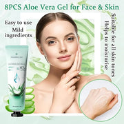 8PCS Aloe Vera Gel for Face & Skin,Organic Aloe Vera Gel,Hydrating After Sun Cream for Travel Size,Moisturizing Lotion for...