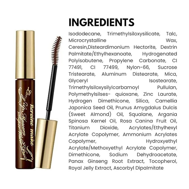 HEROINE MAKE by KISSME Long & Curl Up | Waterproof Mascara Brown, Lengthening & Volume Fiber Tubing Mascara Makeup, WP 02 ...
