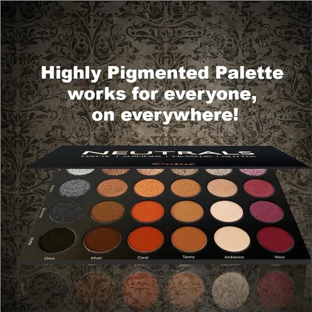 Cosmeticss - Neutrals, 24-Color eyeshadow Palette Matte/Shimmer/Metallic.Glitter Finish,