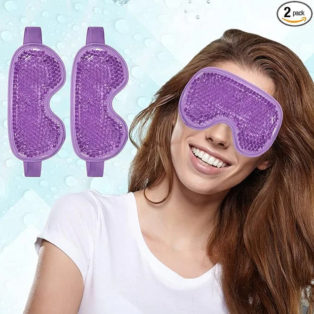2 PCS Ice Eye Mask Reusable Hot Cold Therapy Gel Bead Eye Mask for Puffiness/Dark Circles/Eye Bags/Dry Eyes/Headaches/Migr...