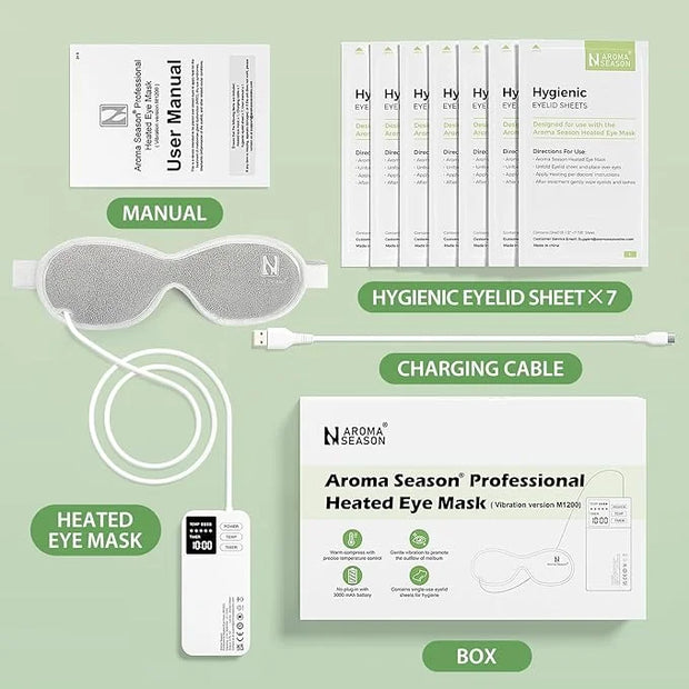 Aroma Season Vibrating Heated Eye Mask for Dry Eyes, 3000mAh Cordless Warm Eye Compress for Stye, Blepharitis, Rechargeabl...