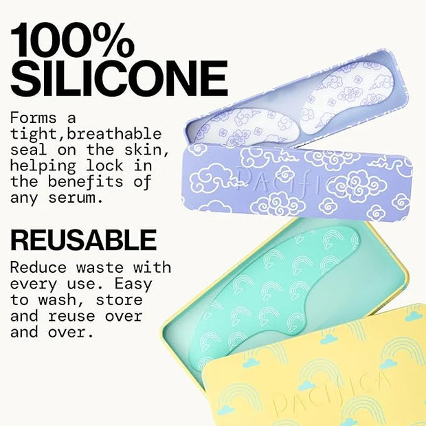Pacifica Reusable Mask – Under Eye Mask Silicone Face Mask for Fine Lines & Dark Circles, Pair with Serum, Storage Tin Inc...