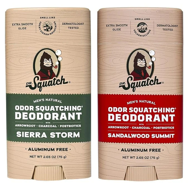 Dr. Squatch Natural Deodorant for Men – Odor-Squatching Men's Deodorant Aluminum Free - Sierra Storm + Sandalwood Summit (...