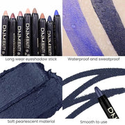 evpct Midnight Blue Shimmer Cream Eye Shadow Brightener Sticks Set for Eyes, Blue Shimmery Matte Pencil Eye shadow Applica...