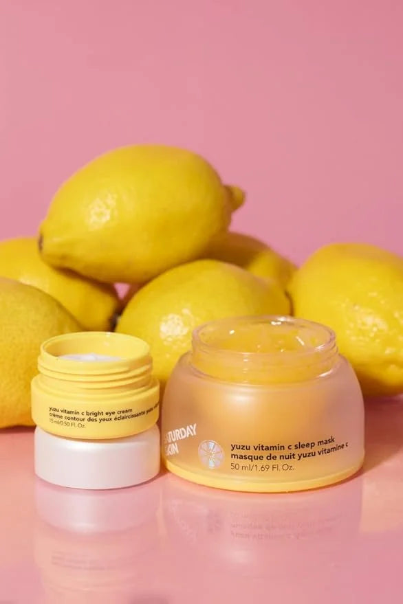 Saturday Skin Yuzu Eye Balm Vitamin C Wide lluminating Under Tight Eye Cream Korean Niacinamide Caffeine for Wrinkles Puff...